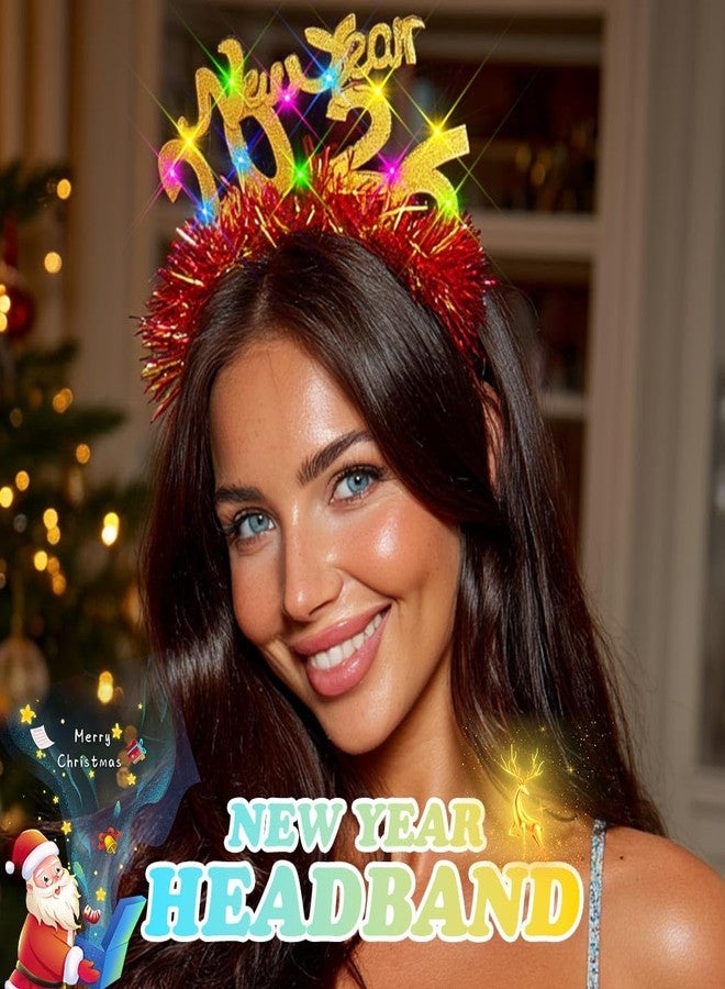 TWINKLEDE Sparkly 2026 New Year Eve Headband Led Happy New Year Party Hair Accessories for Women (Gold, One Size) - Image 3